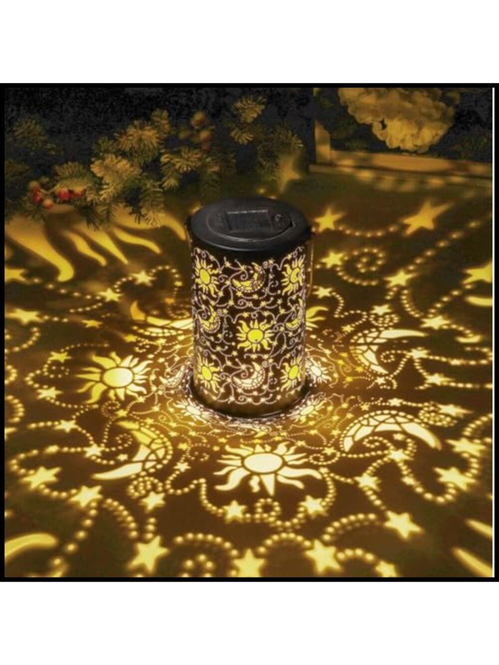 Solar Lantern Outdoor Hanging Metal Waterproof Garden Decor Sun Moon Star